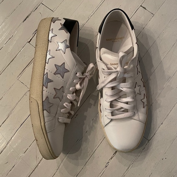 SAINT LAURENT SILVER STAR SNEAKERS - Picture 1 of 7